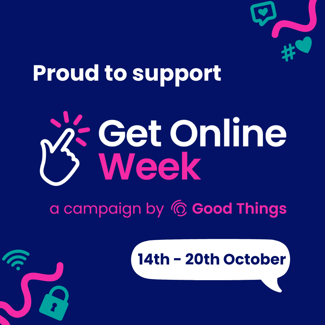 Blue image with Proud to support get online week text